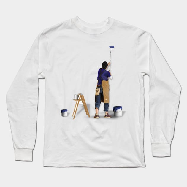 Artist At Work Long Sleeve T-Shirt by designsbycreation